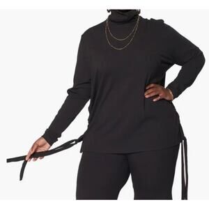 Zelie for She Black Plus Size Cowl Neck L/Sleeve Pullover, B72, size 1X, $43